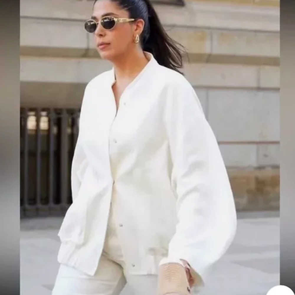 NWT Zara linen bomber medium